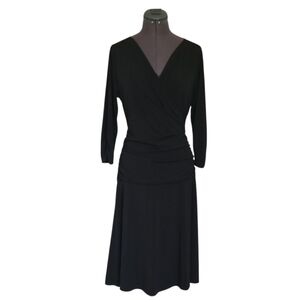 M Spanner Black Long Sleeve Dress Silky Knit Cocktail